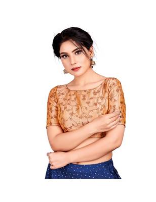Rose Gold Brocade Designer Padded Blouse 1