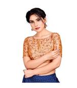 Rose Gold Brocade Designer Padded Blouse