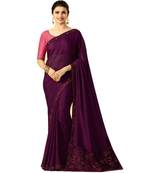 Purple art silk saree with blouse