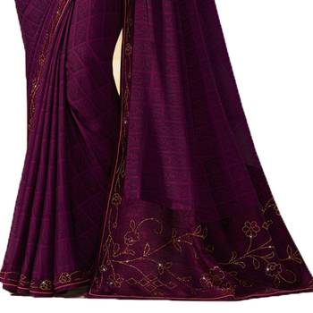 Purple art silk saree with blouse 3