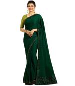 Green art silk saree with blouse