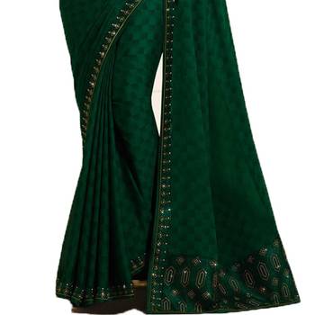 Green art silk saree with blouse 3