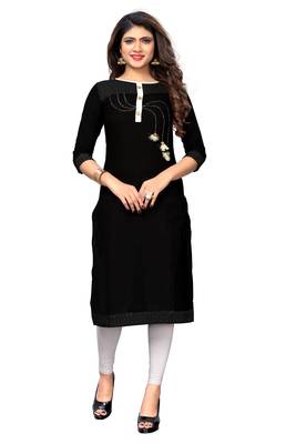 Black embroidered cotton kurtis 1