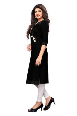 Black embroidered cotton kurtis 3