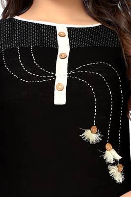 Black embroidered cotton kurtis 4