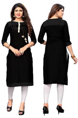 Black embroidered cotton kurtis 5