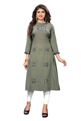 Grey printed cotton kurtis 1
