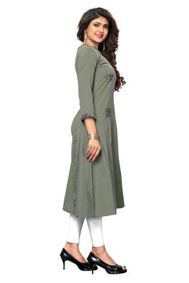 Grey printed cotton kurtis 3