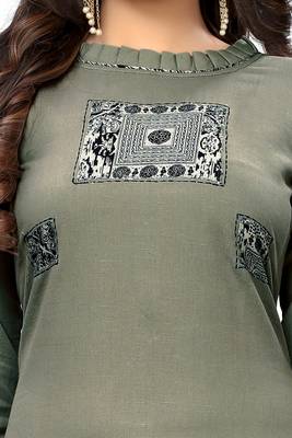 Grey printed cotton kurtis 4