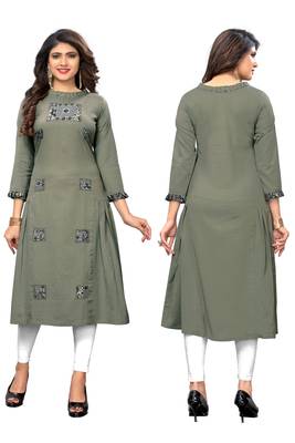 Grey printed cotton kurtis 5