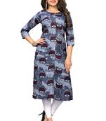 Grey printed rayon ethnic-kurtis