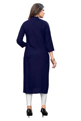 Blue embroidered rayon kurtis 2