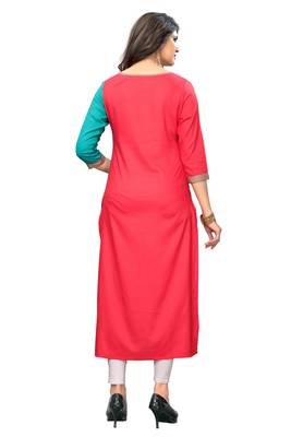 Pink embroidered rayon kurtis 2