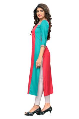 Pink embroidered rayon kurtis 3