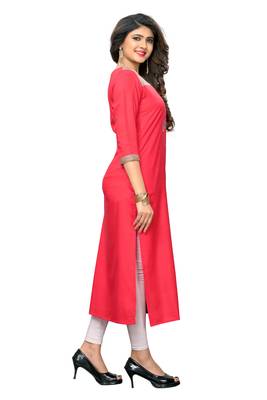 Pink embroidered rayon kurtis 4
