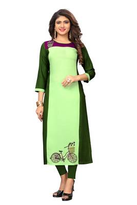 Light-green embroidered rayon kurtis 1