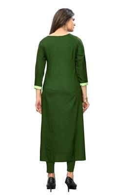 Light-green embroidered rayon kurtis 2