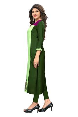 Light-green embroidered rayon kurtis 4