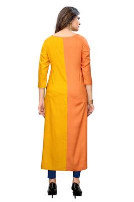 Orange embroidered rayon kurtis 2