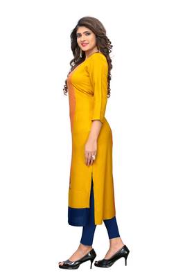 Orange embroidered rayon kurtis 4