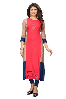 Multicolor embroidered rayon kurtis 1