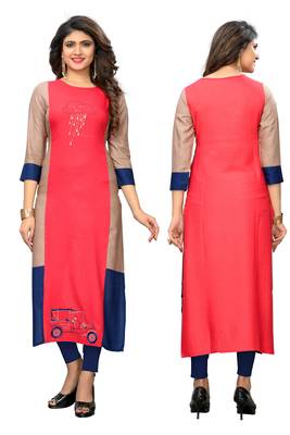 Multicolor embroidered rayon kurtis 5