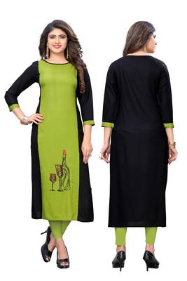 Multicolor embroidered rayon kurtis 5