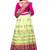 Green lace net semi stitched lehenga with dupatta