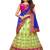Green lace net semi stitched lehenga with dupatta