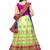 Green lace net semi stitched lehenga with dupatta