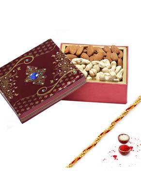 Aapno Rajasthan Cashew And Almonds Box With Free 1 Diwali Message Card And 1 Silver Plated Coin 1