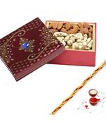 Aapno Rajasthan Cashew And Almonds Box With Free 1 Diwali Message Card And 1 Silver Plated Coin