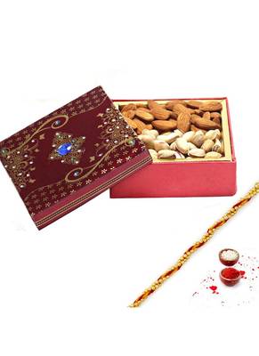 Aapno Rajasthan Almonds And Pista Box With Free 1 Diwali Message Card And 1 Silver Plated Coin 1