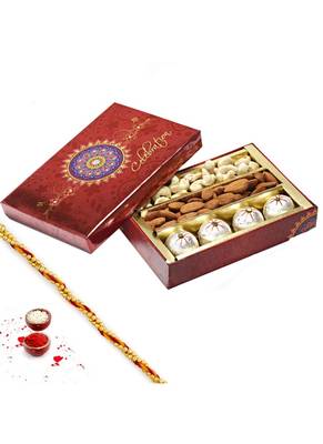 Aapno Rajasthan Decorated Box Of Kaju Laddoos , Dryfruits And 1 Diwali Message Card And 1 Silver Plated Coin 1
