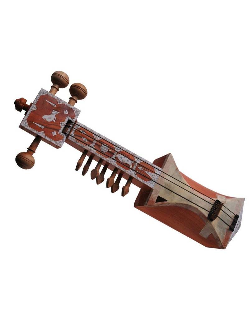 Jogia Sarangi-Special Quality-Handmade Tun Wood-Playing Bow & Wooden Tuning Key, Sheesham Wood Tuning Pegs, Wood Finish