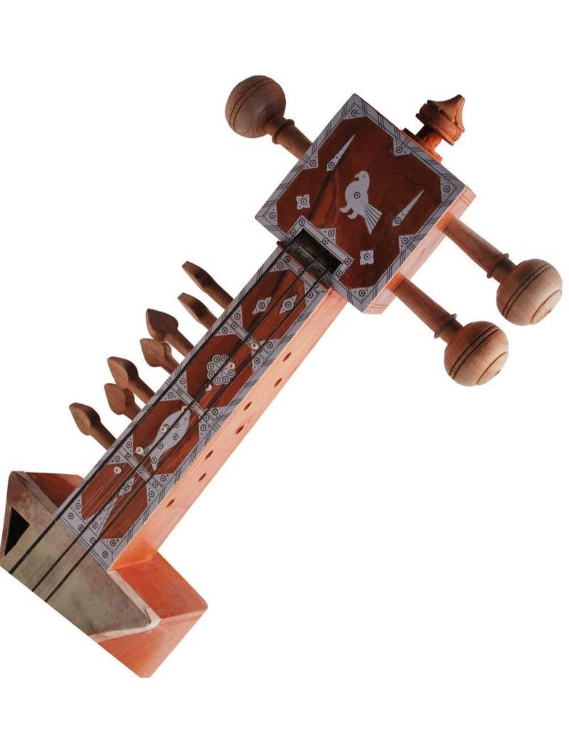 Jogia Sarangi-Special Quality-Handmade Tun Wood-Playing Bow & Wooden Tuning Key, Sheesham Wood Tuning Pegs, Wood Finish