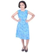 Blue printed cotton kids frocks