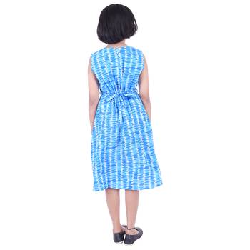 Blue printed cotton kids frocks 2