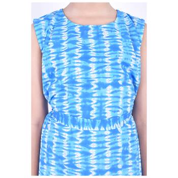 Blue printed cotton kids frocks 5