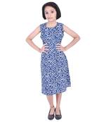Blue printed cotton kids frocks