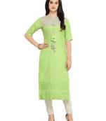 Light-green plain Khadi cotton kurtis