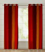 Fabzi Set of 2 Window Semi-Transparent Eyelet Polyester Curtains Maroon