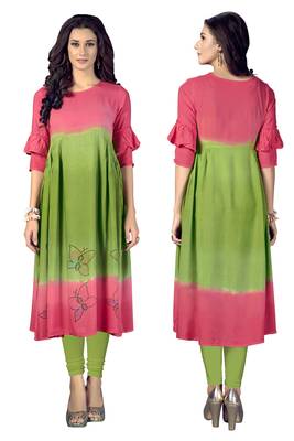 Multicolor printed rayon multicolor kurtis 5
