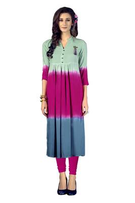Multicolor printed rayon multicolor kurtis 1