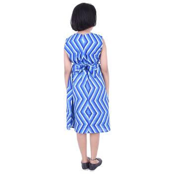 Blue printed cotton kids frocks 2