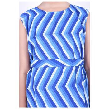 Blue printed cotton kids frocks 5