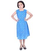 Blue printed cotton kids frocks