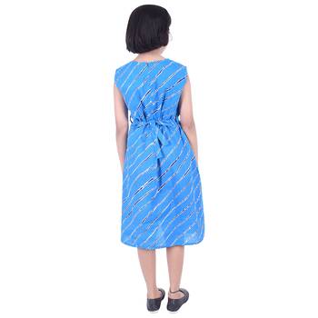 Blue printed cotton kids frocks 2
