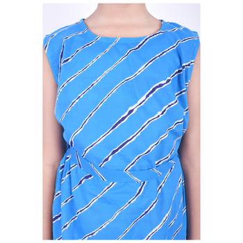 Blue printed cotton kids frocks 5