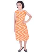 Orange printed cotton kids frocks